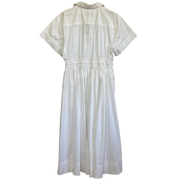 J. Crew Elena Shirt-Dress Short-Sleeve Smocked Waist White Cotton Poplin Size 12 - Picture 3 of 16